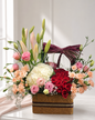 Red roses, pink lilies and white hydrangeas in a luxury flower basket by James Flowers Mumbai